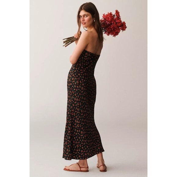 Anthropologie The Tilda Slip Dress Strawberry Print Bias Cut M - Picture 2 of 8